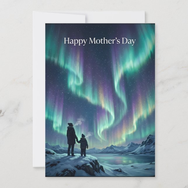 Tarjeta "Aurora — Día de la Madre Luces del Norte" (Anverso)