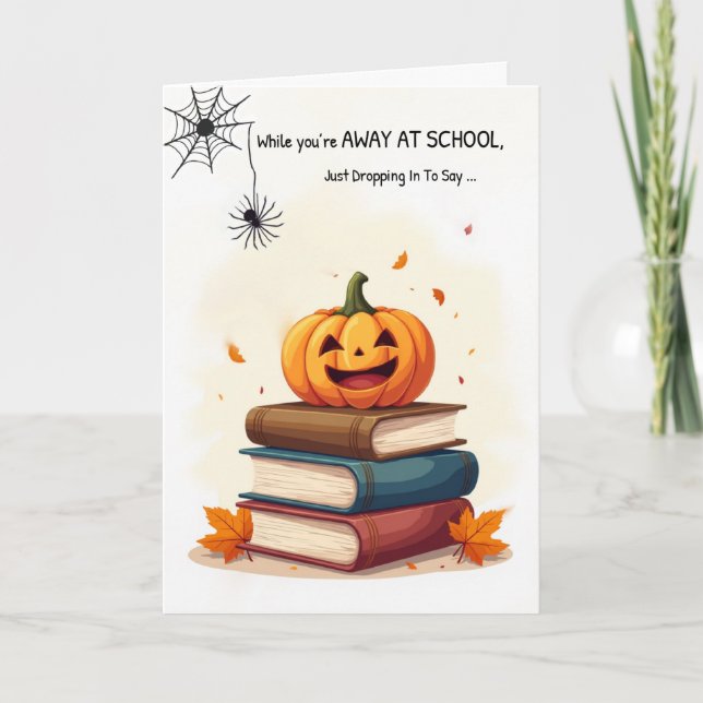 Tarjeta Ausente de la escuela divertida Halloween la araña (Anverso)