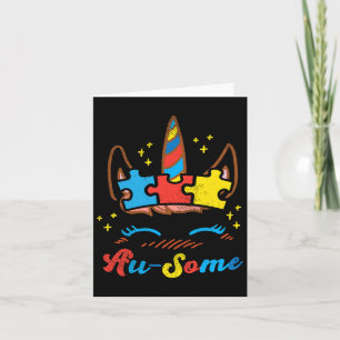 Tarjeta Ausome Unicorn Face Puzzle Conciencia del Autismo