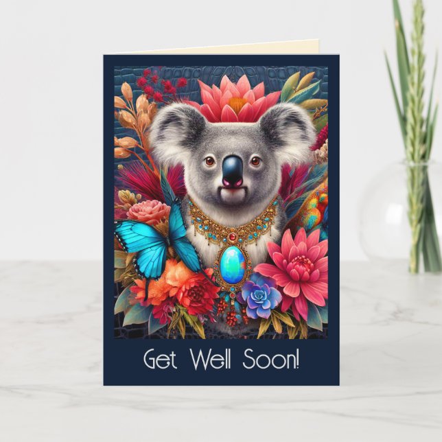 Tarjeta Aussie Koala: Métete bien pronto con la tarjeta: A (Anverso)