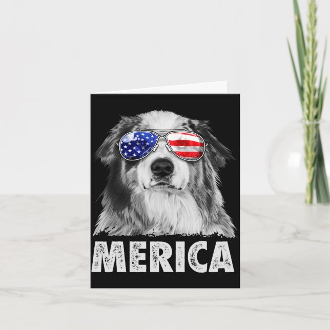 Tarjeta Aussie pastor australiano 4 de julio merica (Anverso)