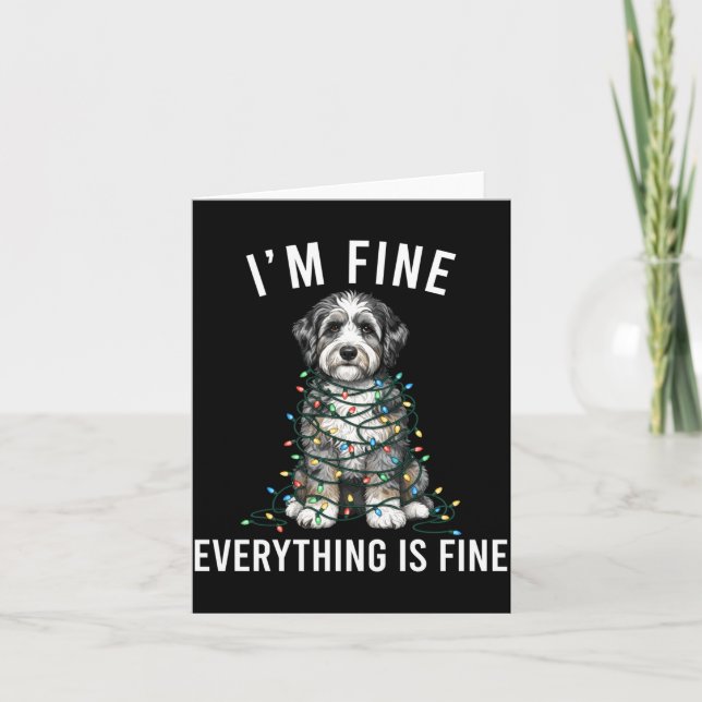 Tarjeta Aussiedoodle Christmas I'm Fine Everything Is Fine (Anverso)