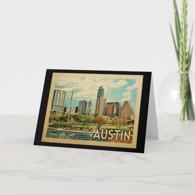 Tarjeta Austin Texas Vintage Travel (Anverso)