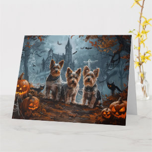 Tarjeta Australia Terrier Halloween Noche Doggy Delight