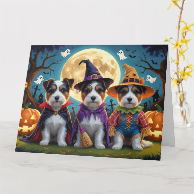 Tarjeta Australia Terrier Perro Calabaza Halloween Funny (flor amarilla)