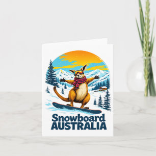 Tarjeta Australia: Un divertido canguro con Snowboard