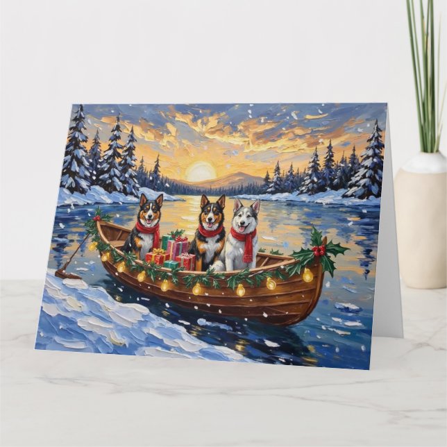Tarjeta Australian Cattle Dog Christmas Boat Holiday (Anverso)