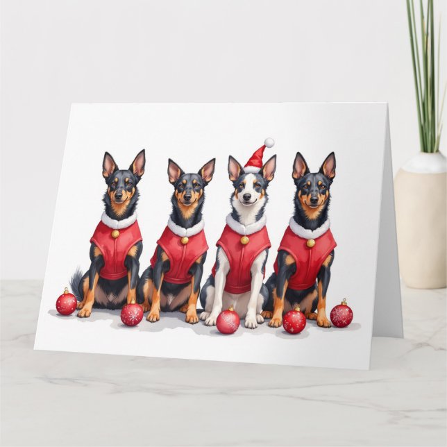 Tarjeta Australian Kelpie Christmas Dress Santa Hat (Anverso)