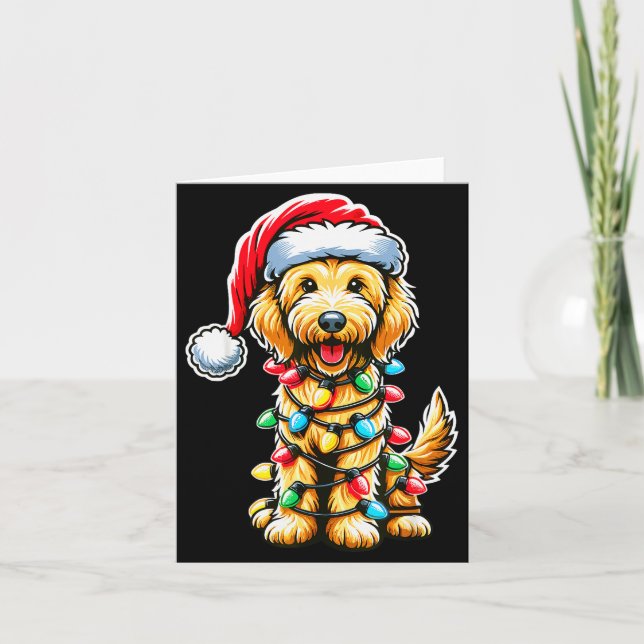 Tarjeta Australian Labradoodle Christmas Tree Xmas Santa L (Anverso)