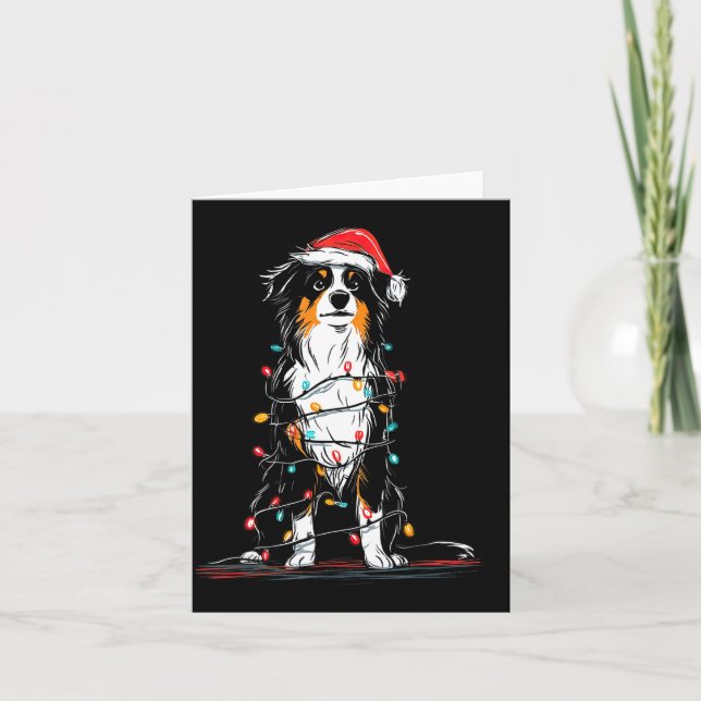 Tarjeta Australian Shepherd Christmas Graphics Dog Lights  (Anverso)