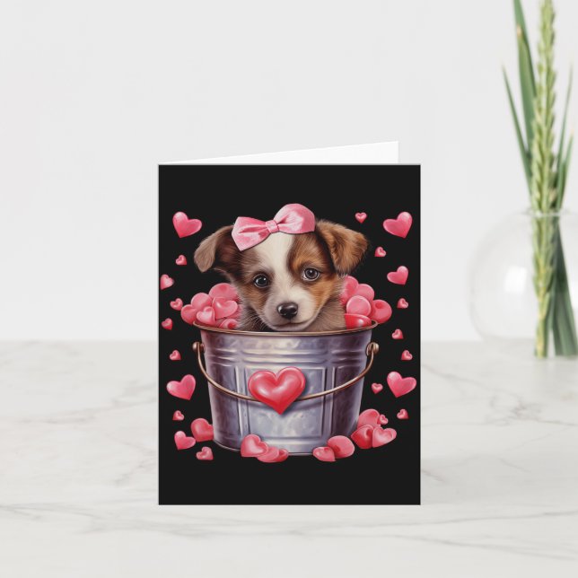 Tarjeta Australian Shepherd Dog Valentines Puppy Love Hear (Anverso)