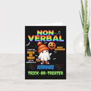 Tarjeta Autis de Halloween de Trick-or-Treater no-verbyl A