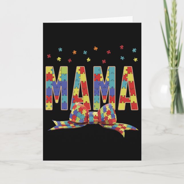Tarjeta Autism Awareness Autism Mama Accept Love Puzzle Co (Anverso)