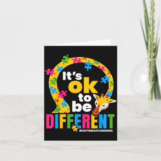 Tarjeta Autism Awareness Giraffe It’s Ok To Be Different G (Anverso)