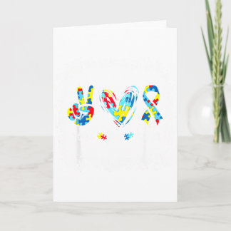 Tarjeta Autism Awareness Peace Love Autism Puzzle Ribbon B