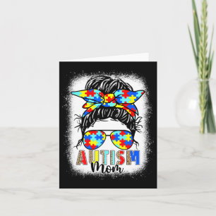 Tarjeta Autism Mom Life Messy Bun Bleached For Women Mothe