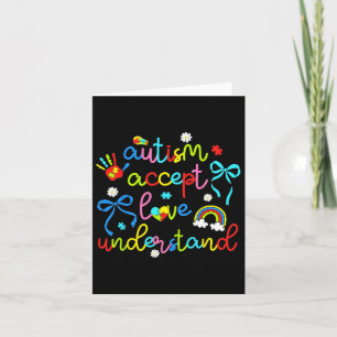 Tarjeta Autismo Aceptar Amor Entender Coquette Bow Retro