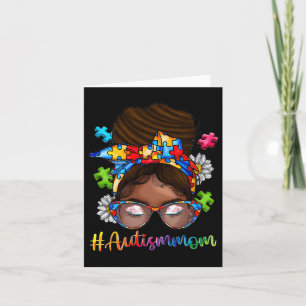 Tarjeta Autismo afro-mamá tiene el pelo de autismo norteam