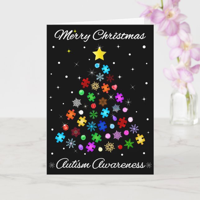 Tarjeta Autismo Árbol de Navidad de Snowflake (Orquídea)