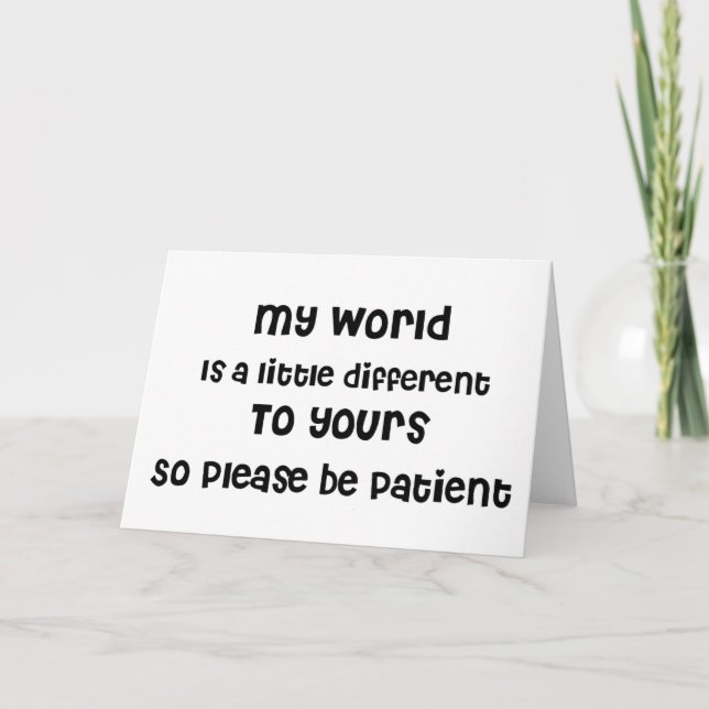 Tarjeta Autismo, Asperger, conciencia de necesidades espec (Anverso)