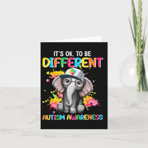 Tarjeta Autismo Concienciación Elefante Flor Está Bien Ser