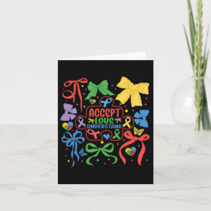 Tarjeta Autismo Coquette Bow Puzzle Ribbon Autismo Mama Ne