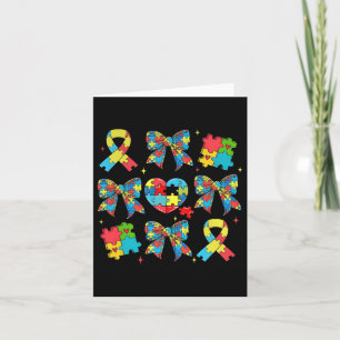 Tarjeta Autismo Coquette Bow Puzzle Ribbon Autismo Mama Ne