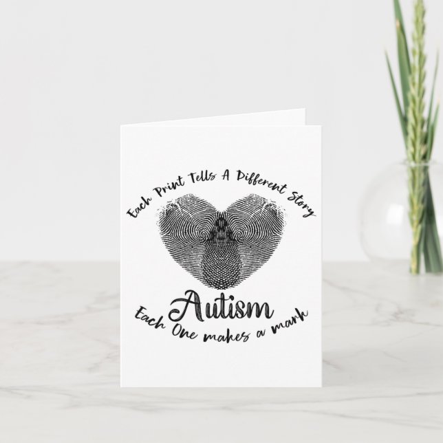 Tarjeta Autismo De Huellas Divertidas Cada Impresión Dice  (Anverso)