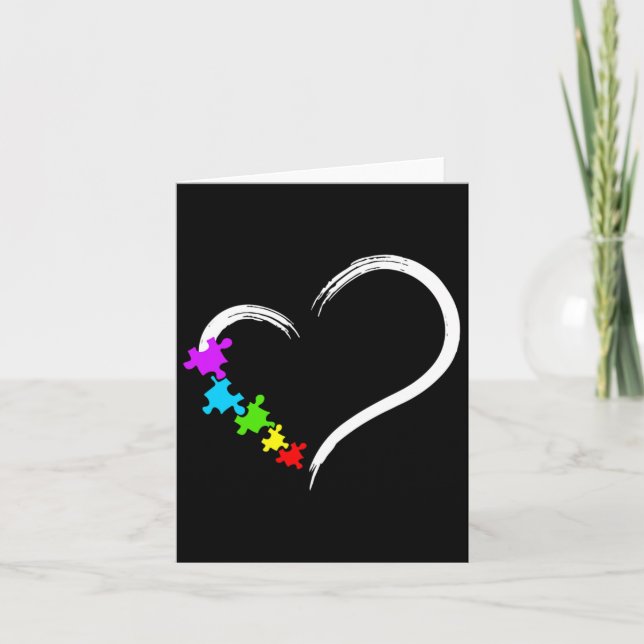 Tarjeta Autismo del corazón Conciencia Amor Rompecabezas S (Anverso)