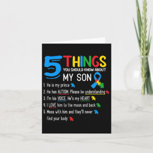 Tarjeta Autismo del hijo autista Apoyo a la toma de concie