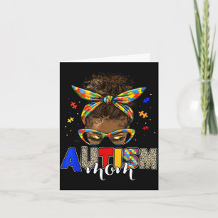 Tarjeta Autismo mamá moño desordenado mujeres negras conci