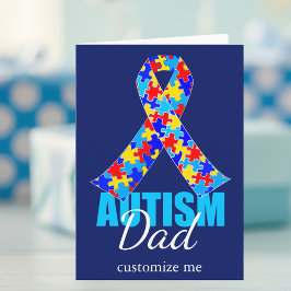 Tarjeta Autismo personalizado Papá Cinta Azul Cumpleaños
