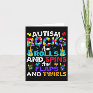Tarjeta Autismo Rocks Rolls Spins Activa Conciencia Niños