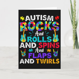Tarjeta Autismo Rocks Rolls Spins Flaps Conciencia Niños M