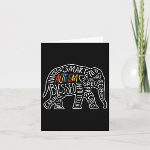 Tarjeta Autismo Sensibilización Elefante Palabras Regalo d