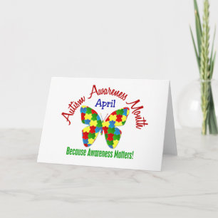 Tarjeta AUTISMO SENSIBILIZACIÓN MES APRIL Puzzle Butterfly