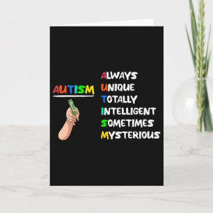 Tarjeta Autismo Único Totalmente Inteligente A veces Miste
