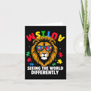 Tarjeta Autismo Viendo El León De Conciencia Diferente En 