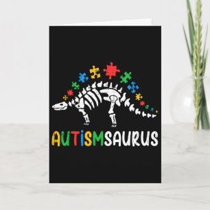 Tarjeta Autismsaurus Dinosaur Niños Niñas Infantil Concien