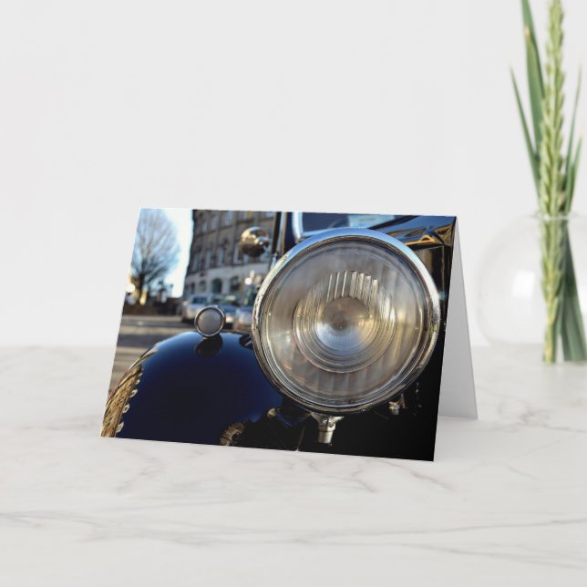 Tarjeta Auto azul vintage (Anverso)