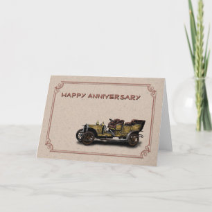 Tarjeta Auto Feliz Aniversario Vintage