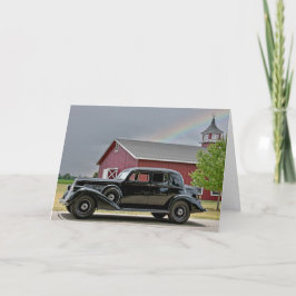Tarjeta Auto negro vintage con arcoiris