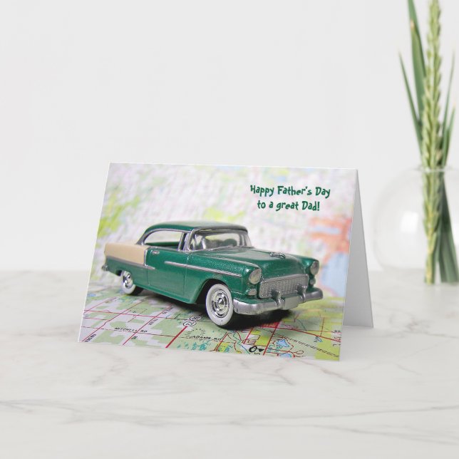 Tarjeta Auto retro del Día del Padre (Anverso)