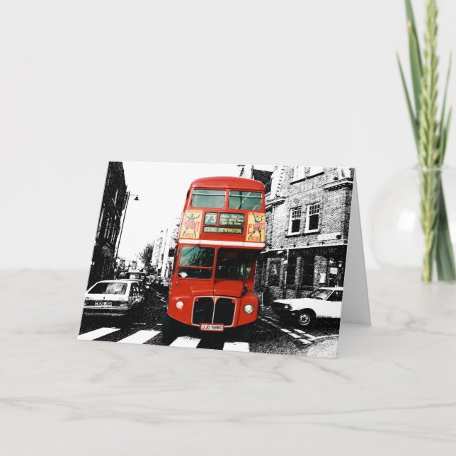 Tarjeta Autobús de dos pisos rojo brillante (Anverso)