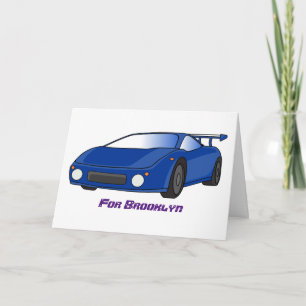 Tarjeta Autobús deportivo azul con ilustracion aéreo