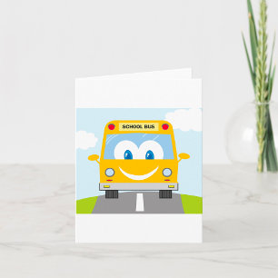 Tarjeta Autobús Escolar Amarillo Sonriente