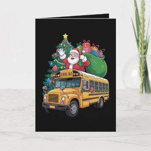 Tarjeta Autobús Escolar De Navidad Santa árbol De Navidad