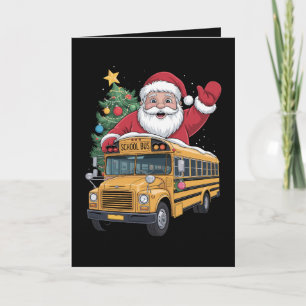 Tarjeta Autobús Escolar Santa Claus Árbol De Navidad Condu
