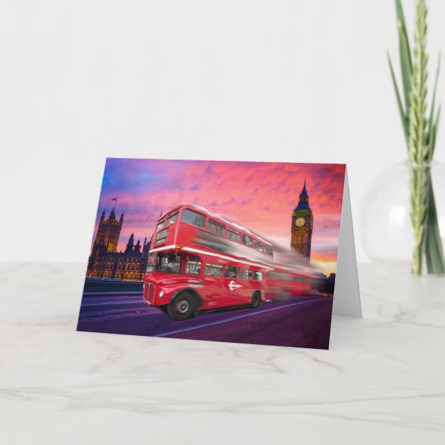 Tarjeta Autobús y Big Ben de Londres (Anverso)