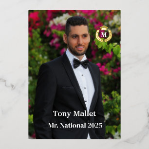 Tarjeta autográfica de concurso masculino